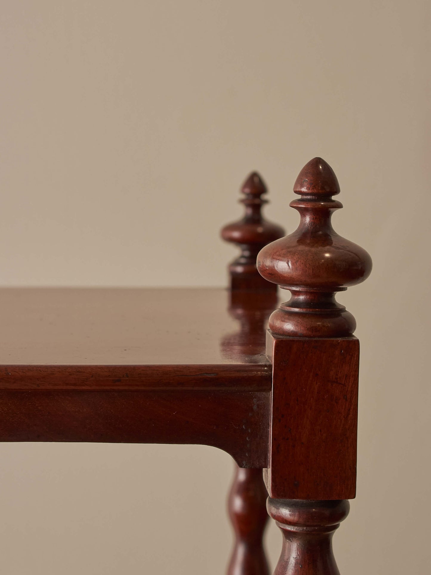 Victorian mahogany bobbin whatnot on castors