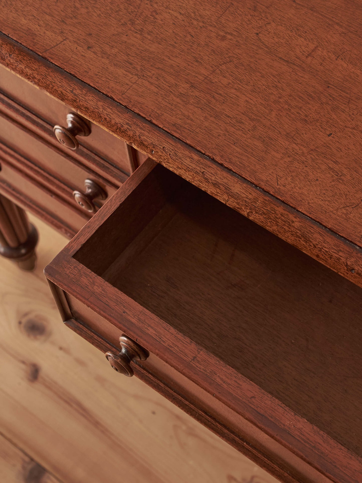 Victorian mahogany desk on castors by T.H.Filmer