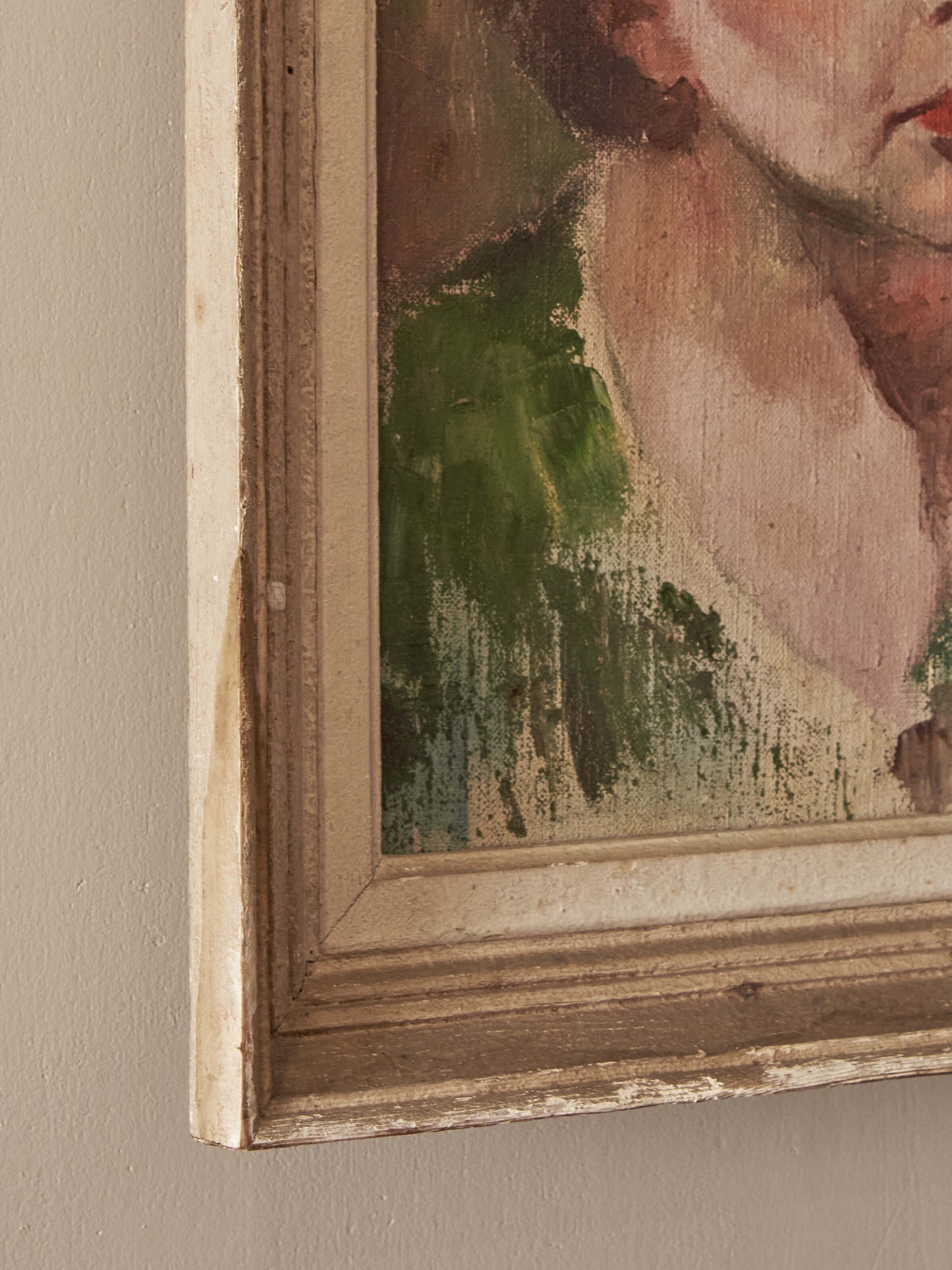 Mid-century ‘woman in green’ framed painting