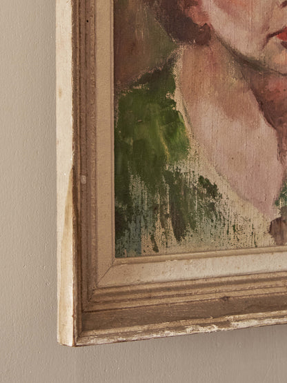 Mid-century ‘woman in green’ framed painting