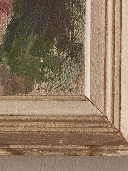 Mid-century ‘woman in green’ framed painting