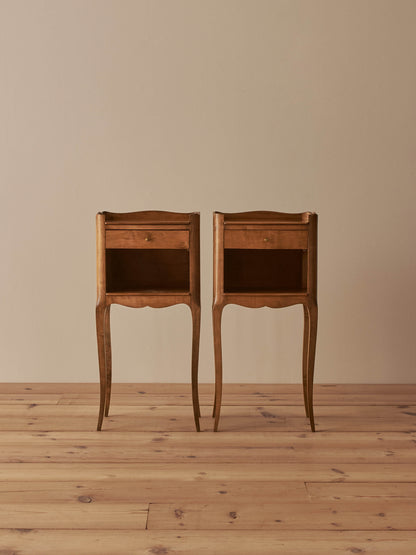Pair of French cherry wood bedside tables