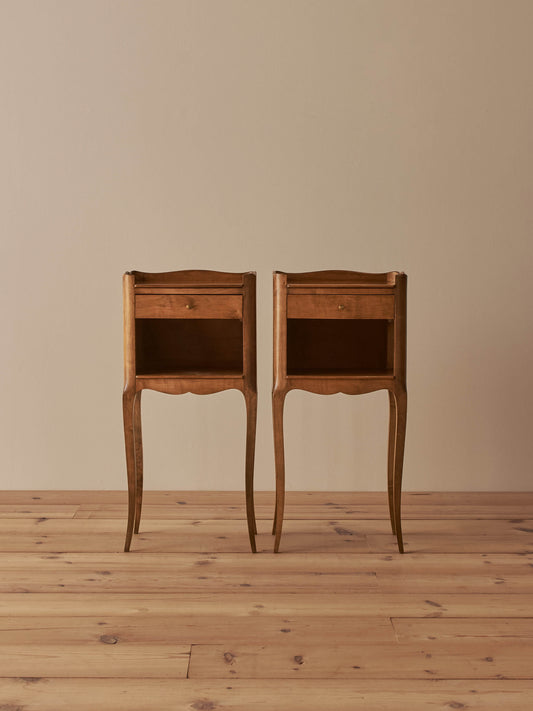Pair of French cherry wood bedside tables