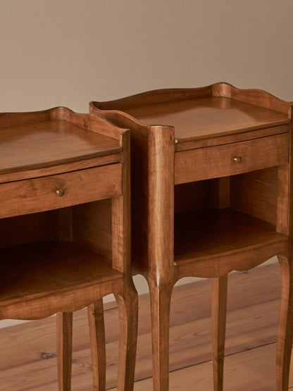 Pair of French cherry wood bedside tables