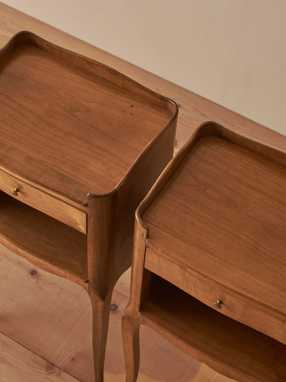 Pair of French cherry wood bedside tables