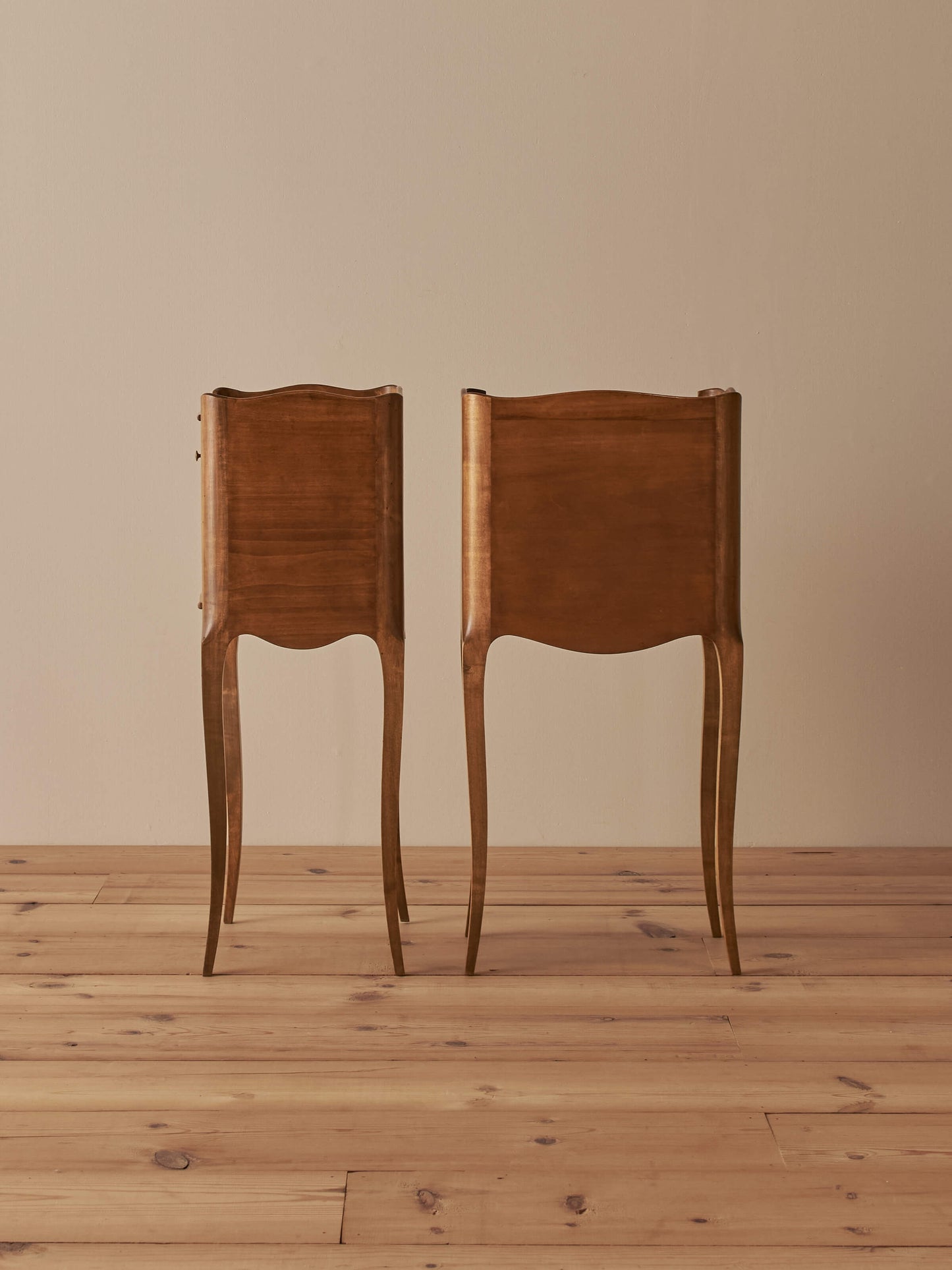 Pair of French cherry wood bedside tables