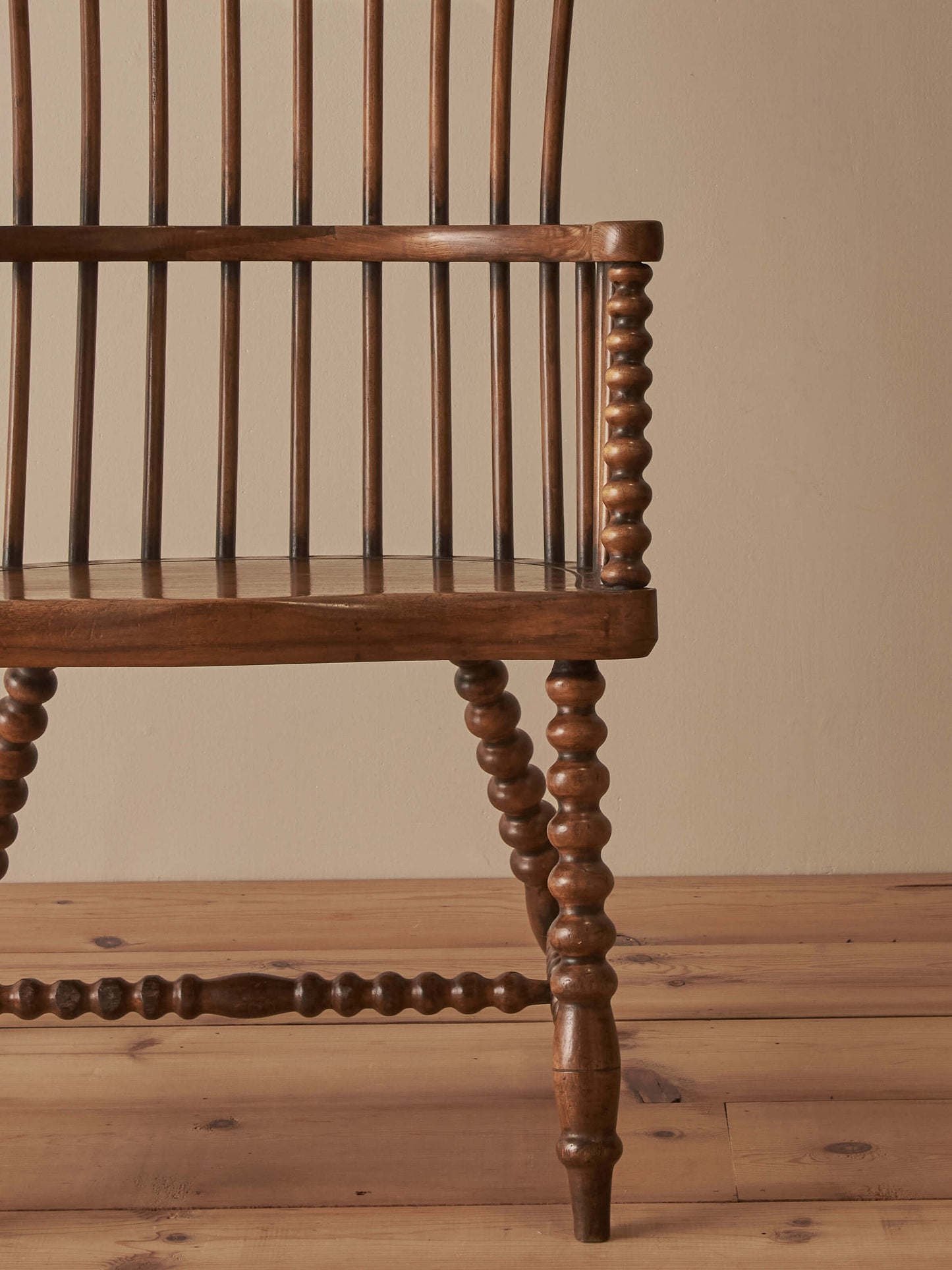 Victorian elm and beech bobbin Windsor chair