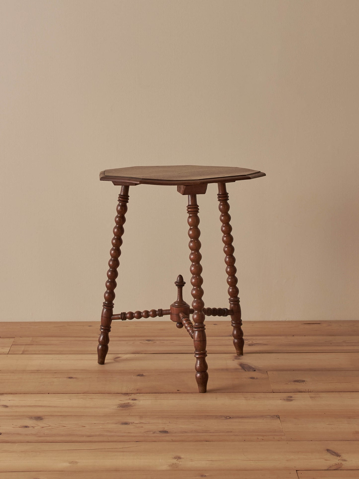French vintage oak octagonal bobbin table