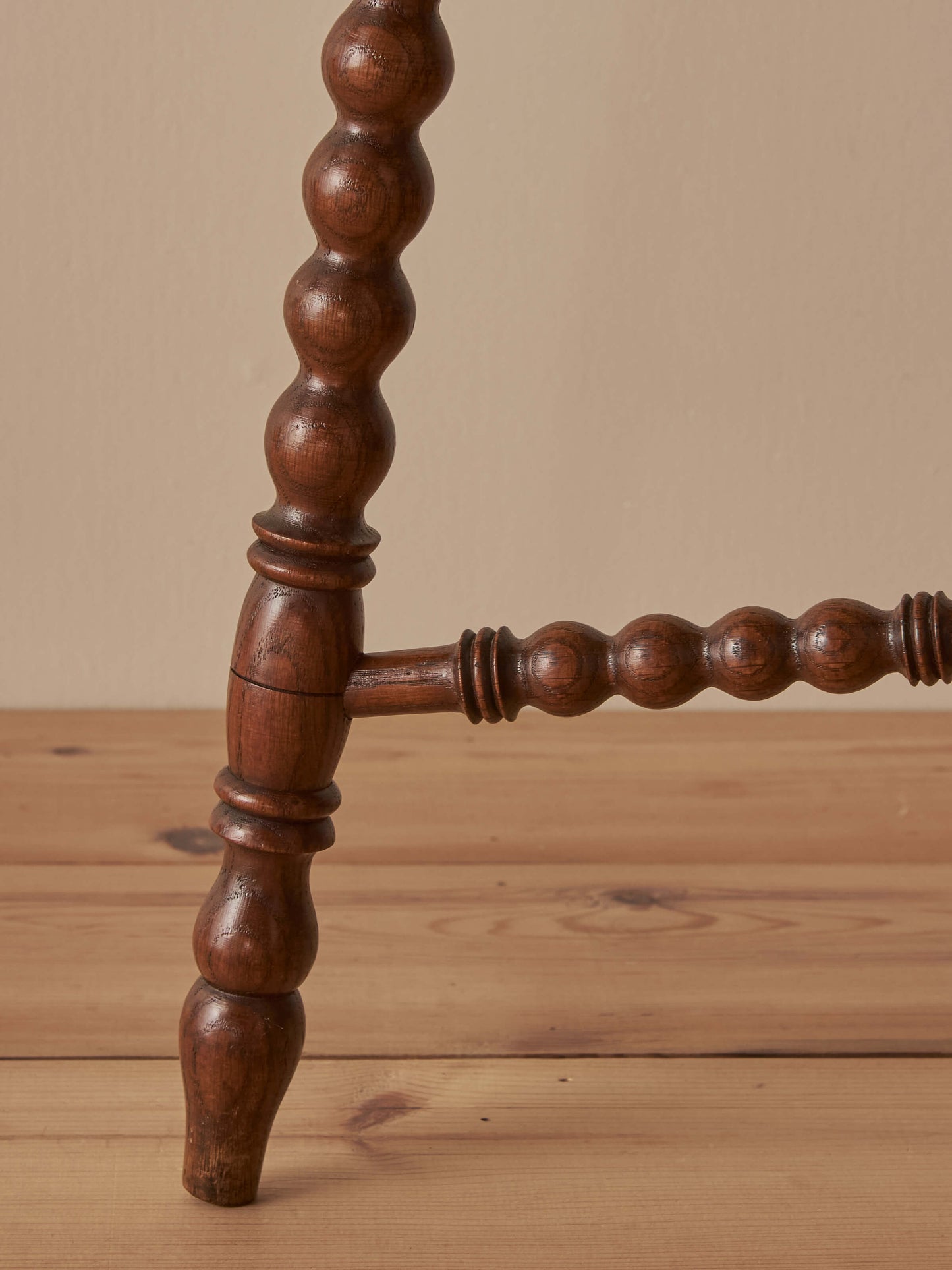 French vintage oak octagonal bobbin table