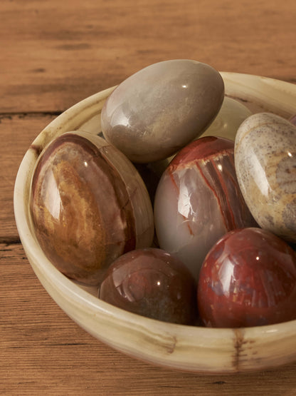 Collection of ten mixed stone eggs