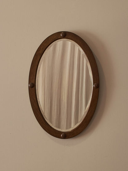 Edwardian oval oak mirror