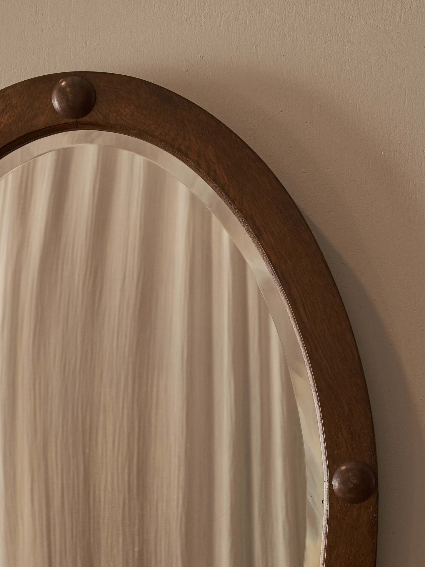 Edwardian oval oak mirror