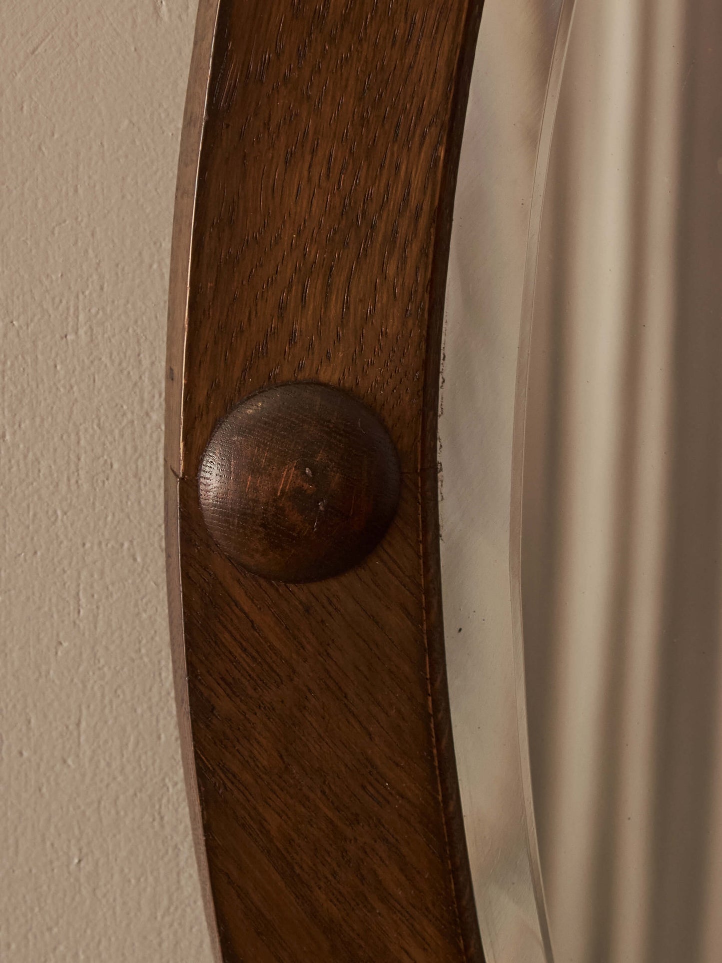 Edwardian oval oak mirror