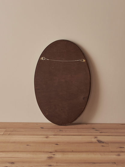 Edwardian oval oak mirror