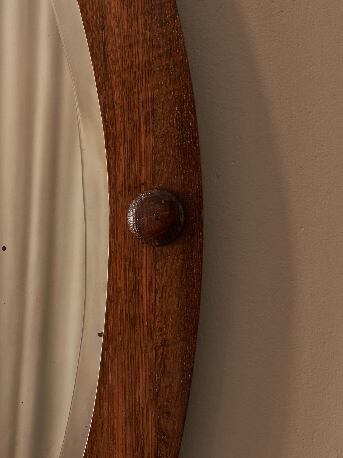 Edwardian oval oak mirror