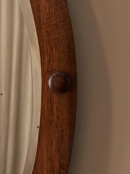 Edwardian oval oak mirror