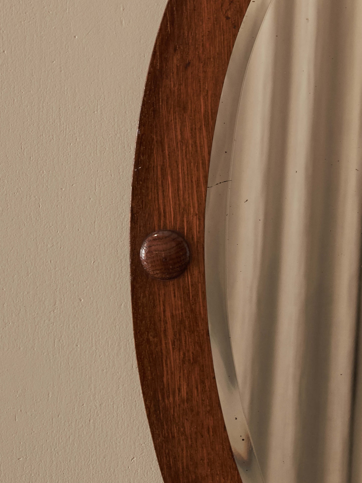 Edwardian oval oak mirror