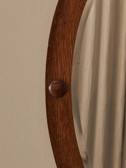 Edwardian oval oak mirror