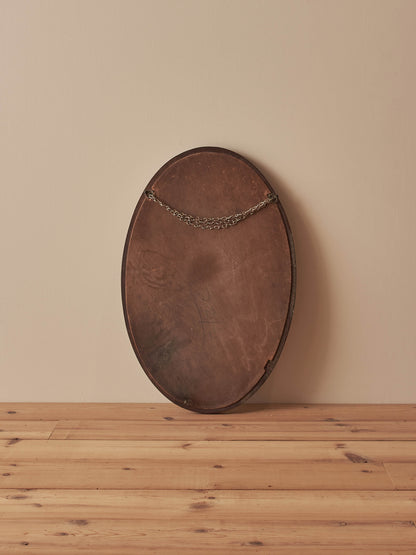 Edwardian oval oak mirror