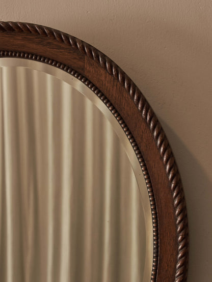 Antique oval oak rope-twist mirror