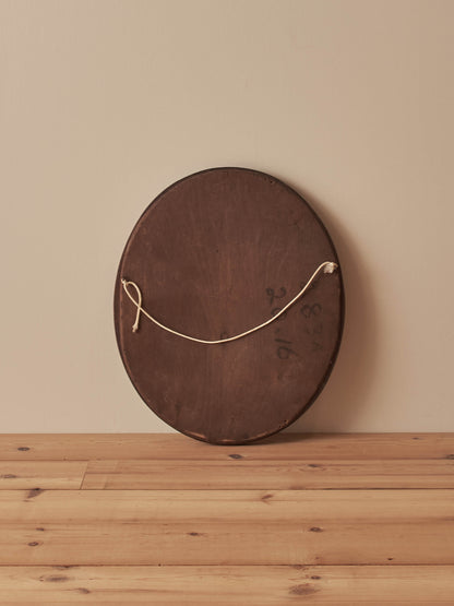 Antique oval oak rope-twist mirror