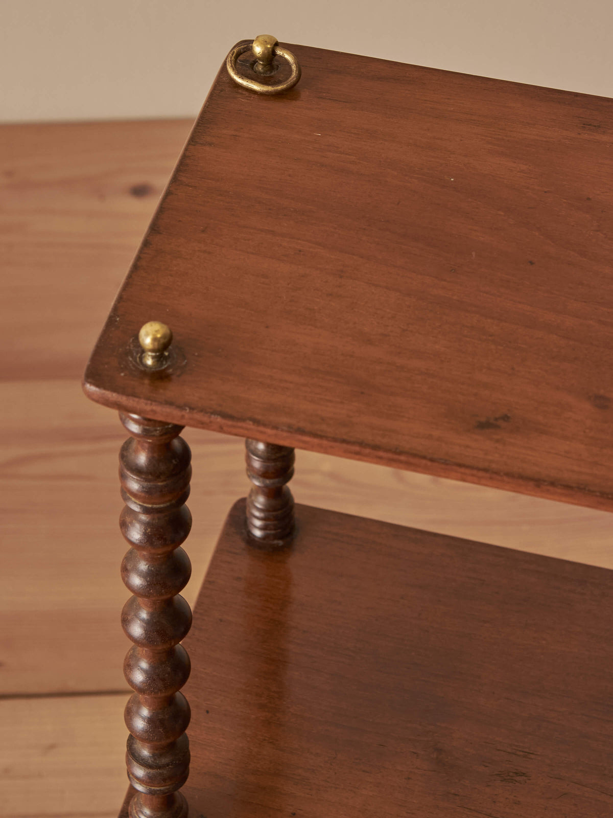 French antique mahogany bobbin wall-shelf
