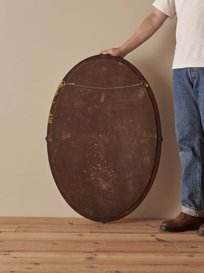 Art Deco oval oak mirror