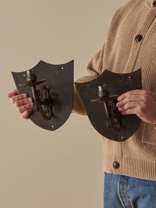 20th-century metal shield wall lights