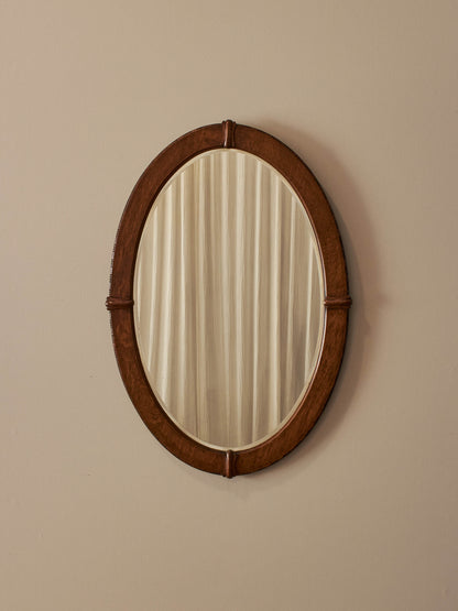 Art Deco oval oak mirror