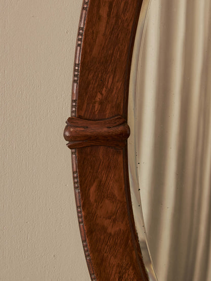 Art Deco oval oak mirror