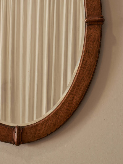 Art Deco oval oak mirror
