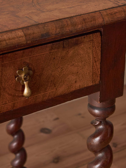 Antique walnut oyster veneered side table