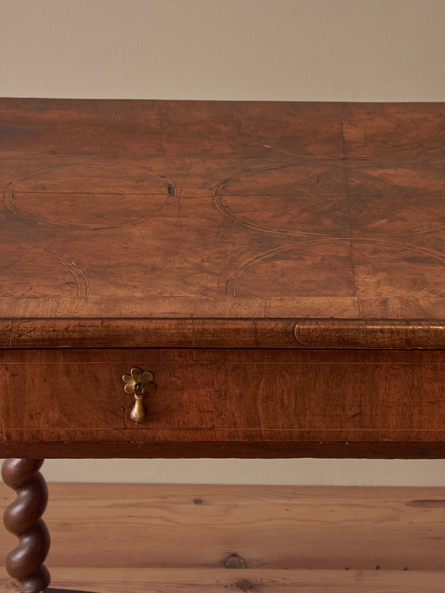 Antique walnut oyster veneered side table
