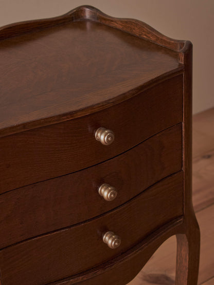 Pair of French mid-century bedside tables with three drawers