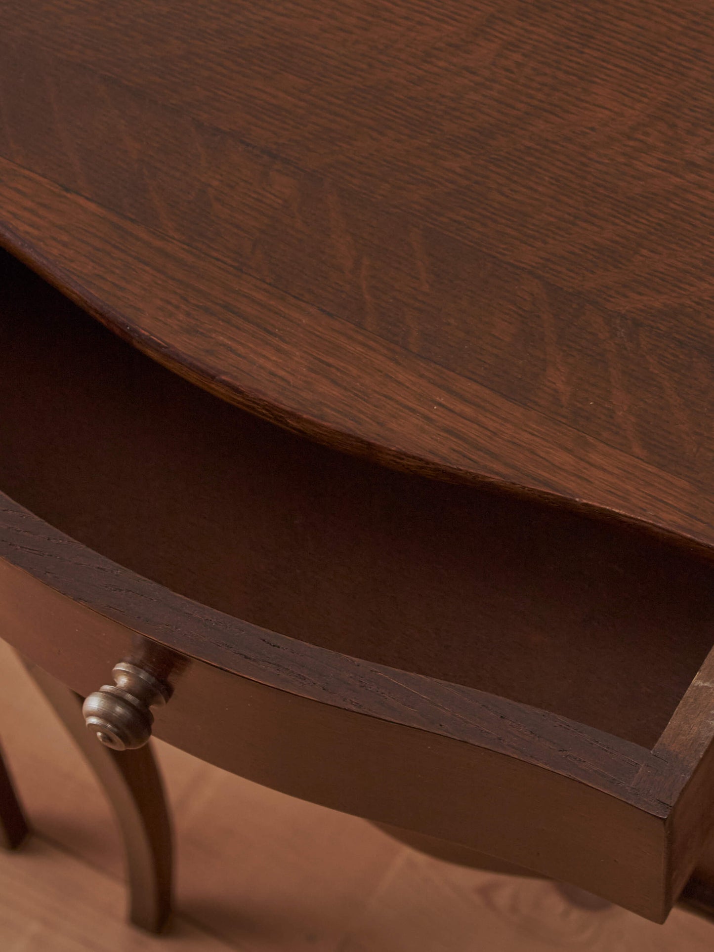 Pair of French mid-century bedside tables with three drawers