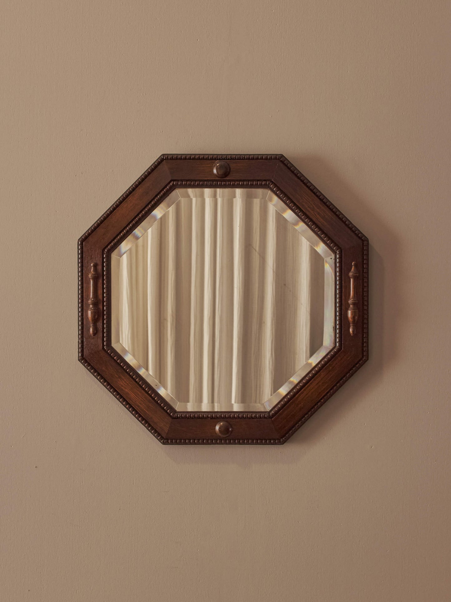 Edwardian oak octagonal mirror