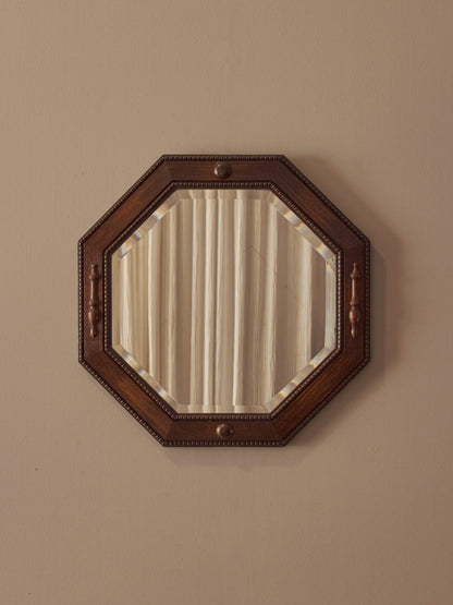 Edwardian oak octagonal mirror