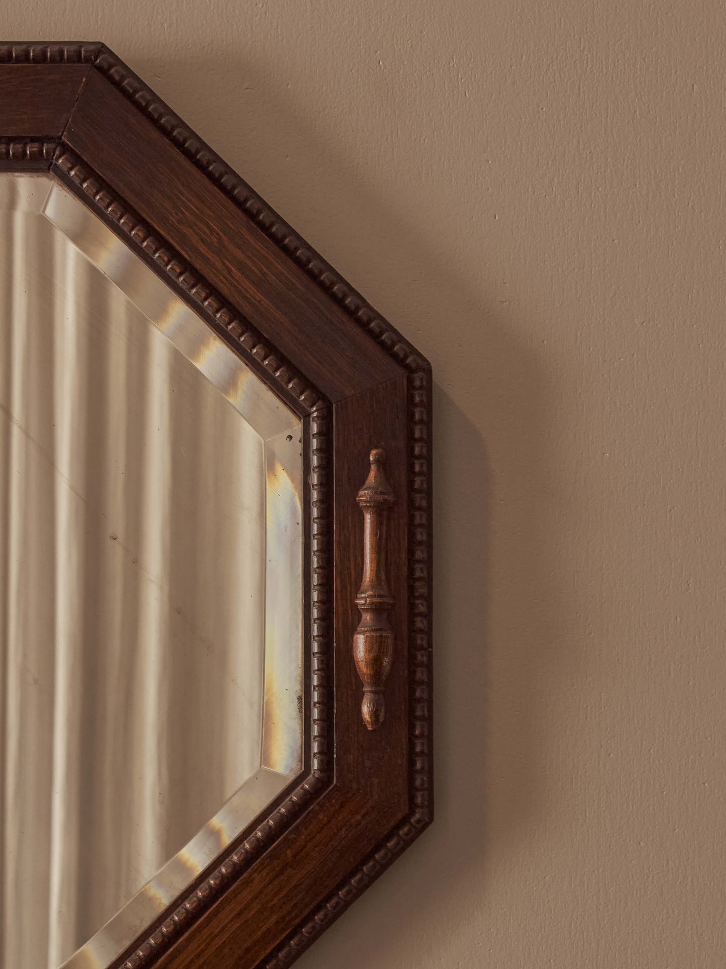 Edwardian oak octagonal mirror