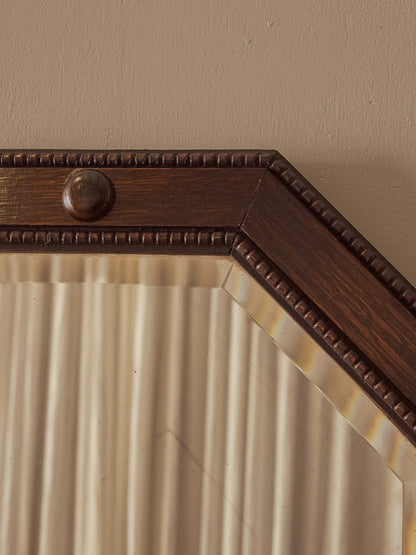 Edwardian oak octagonal mirror