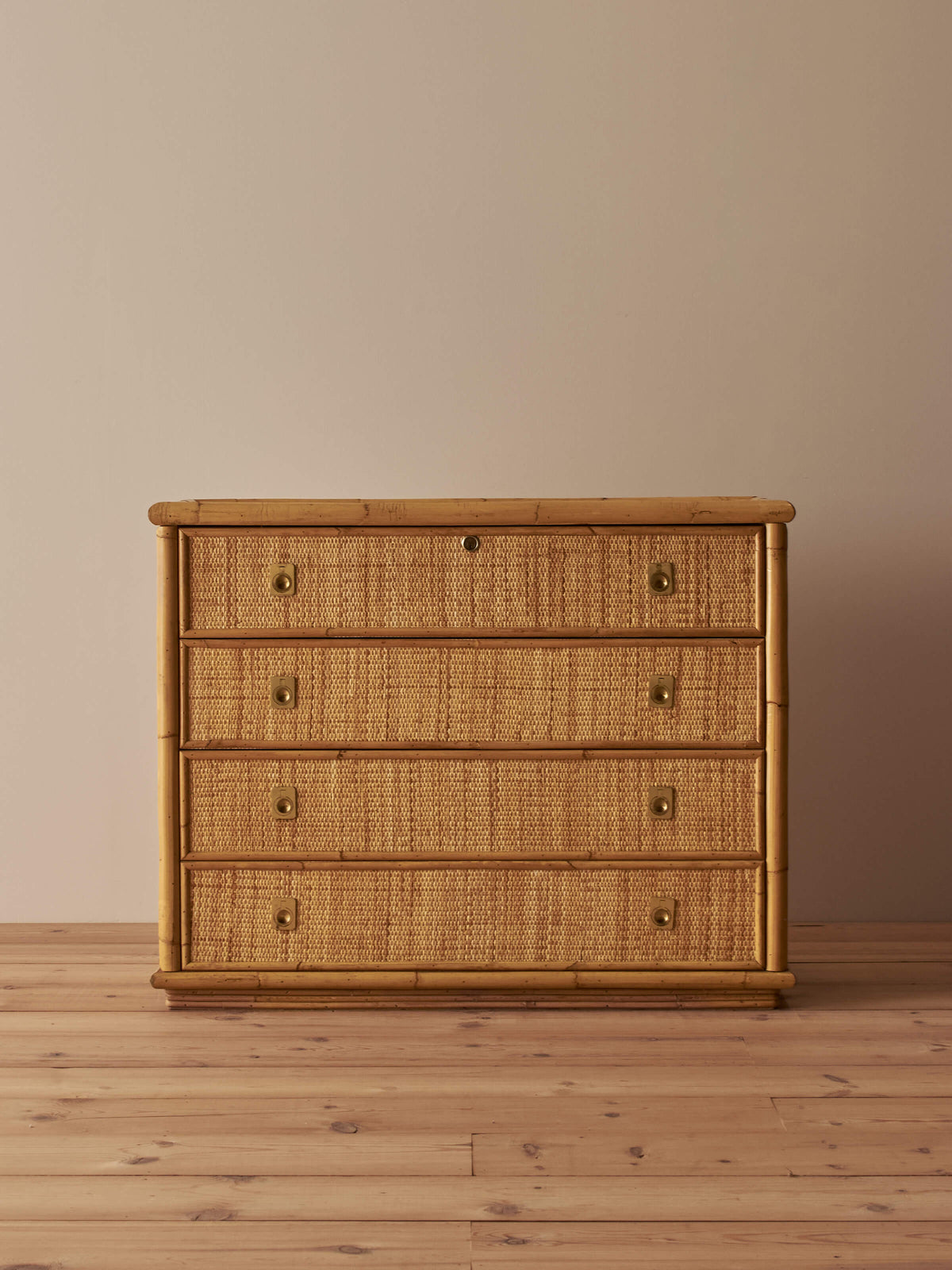 Mid-century Italian rattan chest of drawers