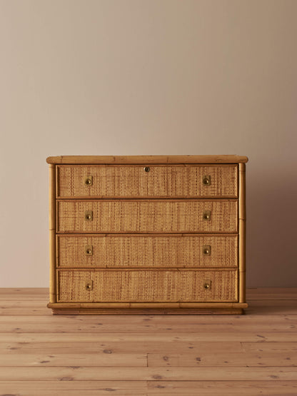 Mid-century Italian rattan chest of drawers