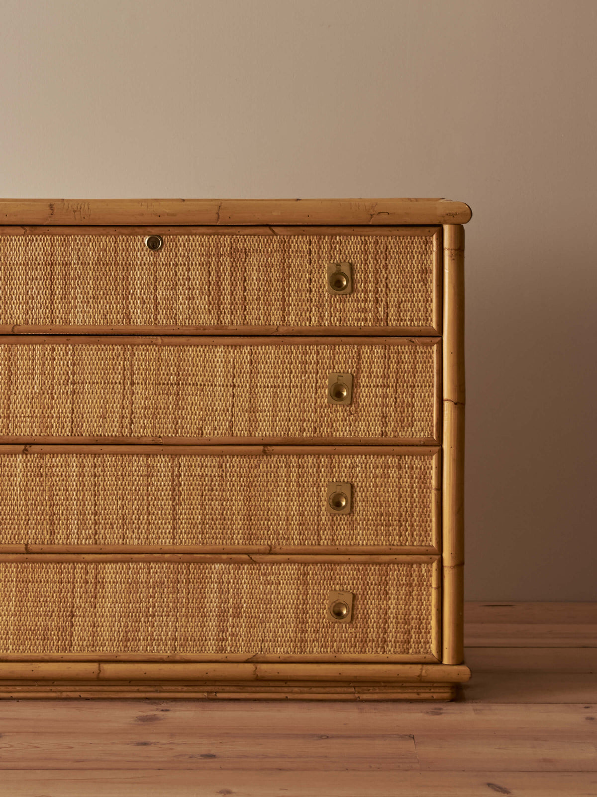 Mid-century Italian rattan chest of drawers