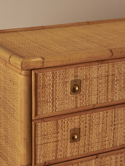 Mid-century Italian rattan chest of drawers