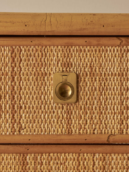 Mid-century Italian rattan chest of drawers