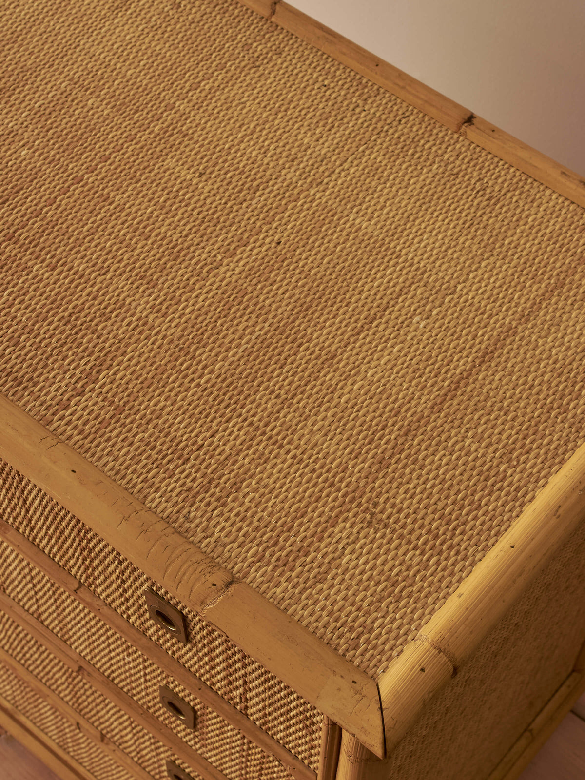 Mid-century Italian rattan chest of drawers