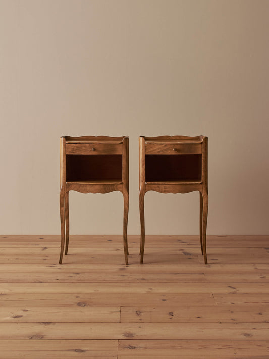 Pair of French vintage cherry bedside tables