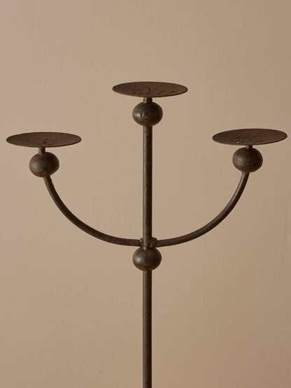 Antique wrought iron floor-standing candelabra