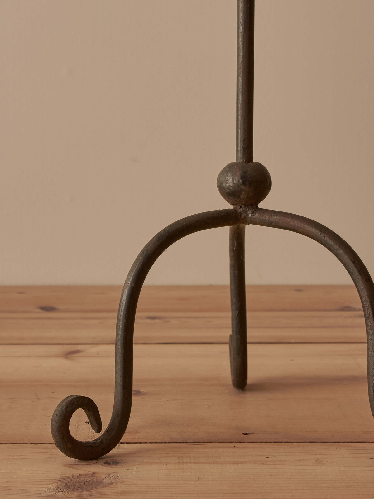Antique wrought iron floor-standing candelabra