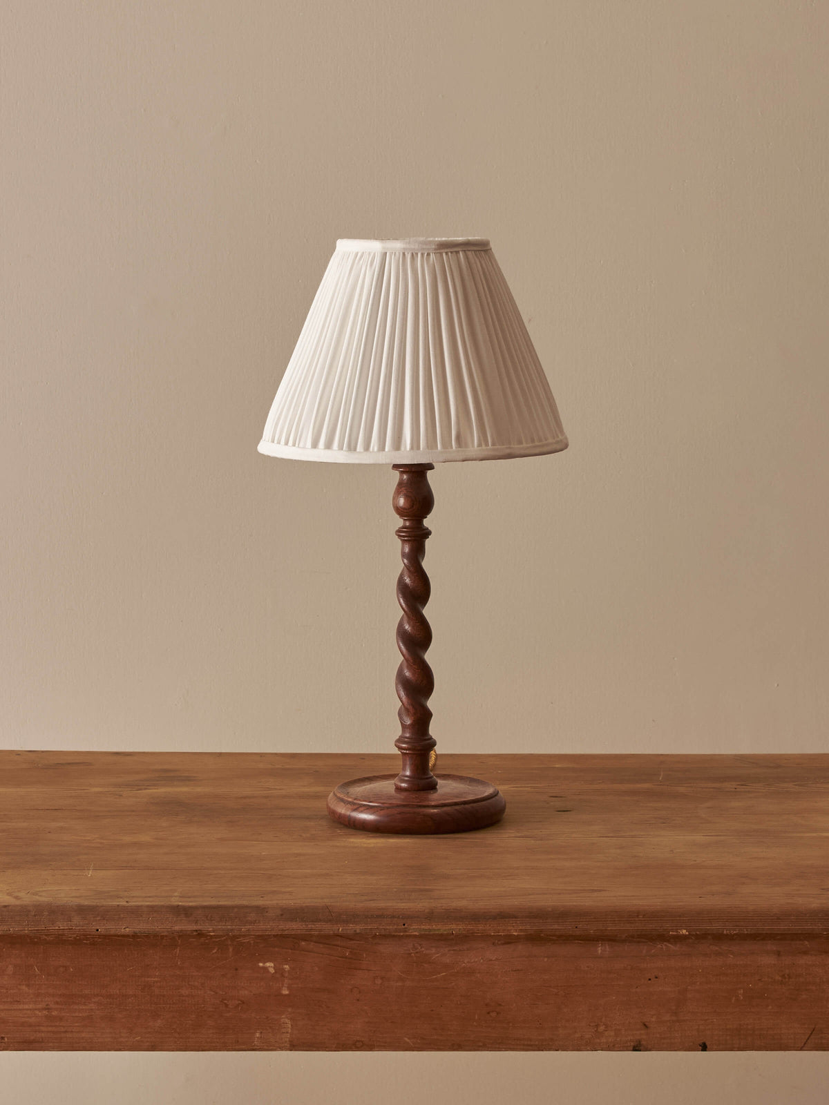 Vintage oak barley twist table lamp
