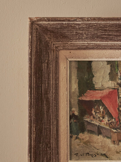 French mid-century oil painting on canvas